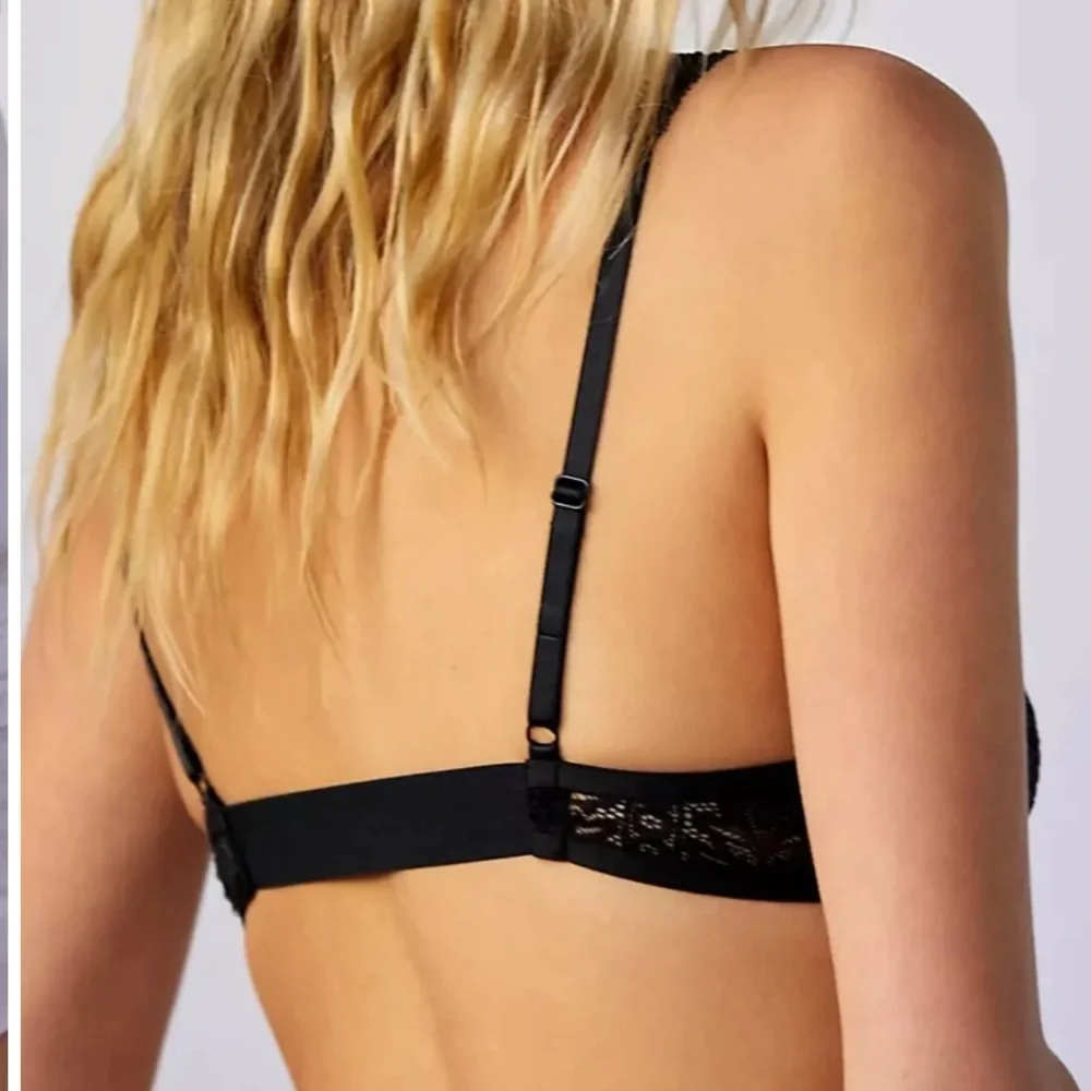 Free People Hyper Plunge Underwire Bra Black Lace Small